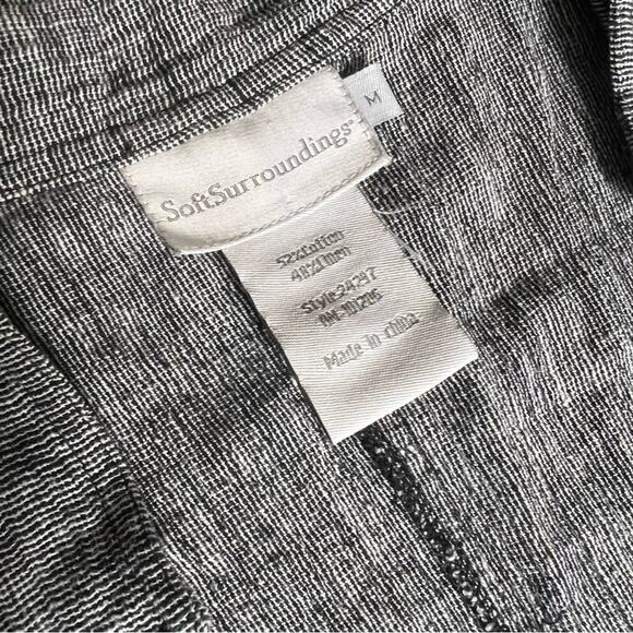 Soft Surroundings Linen Blend Women's Gray and Black Ruffle Trim Open Cardigan M - Picture 7 of 7